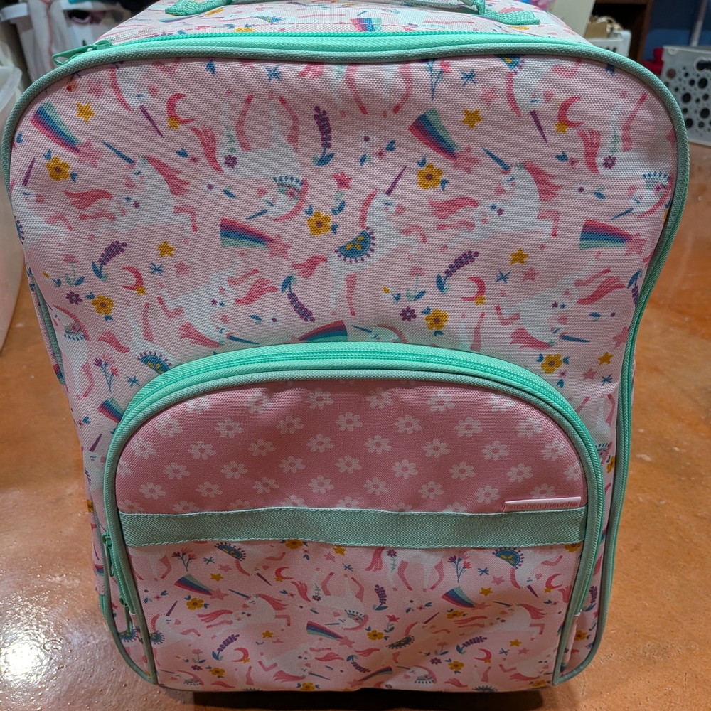 Pink Unicorn Luggage with Teal Trim